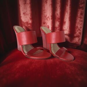 Stylish Red Wedge Sandals